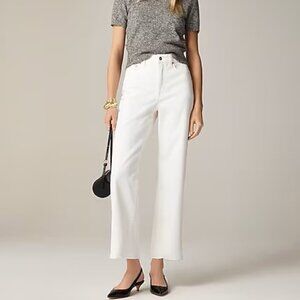 J. Crew Slim Wide Leg Jean White High Waisted Classic Stretch Denim US 32P NWT